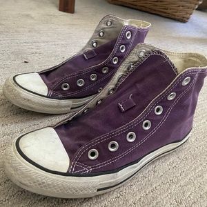 Purple Unisex High Top Converse (size 5 men, size 7 women) (Need laces)